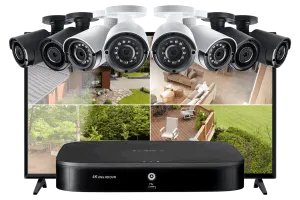 16-Channel System with 4 Wireless and 4 2K Resolution Security Cameras and 43"" Monitor
