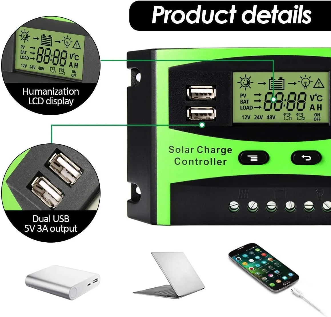 30A Lcd Solar Panel Battery Regulator For Solar Off-Grid System