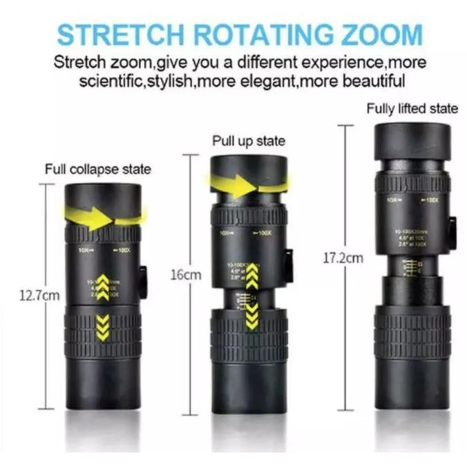 4K Super Telephoto Zoom Monocular Telescope Mobile Phone Camera Lens with tripod & clip