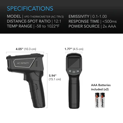 AC Infinity Handheld VPD Thermometer Environment Monitor (AC-TRV3)