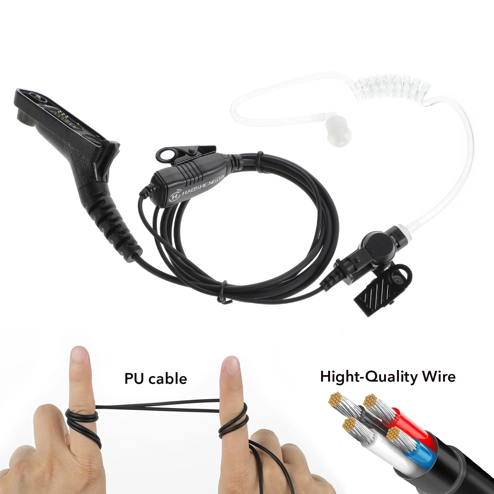 APX 6000 XPR 7550e Earpiece with Mic - Compatible for Motorola Radios APX 7000 4000 APX6000 APX 8000 XPR 7580e 7380e XPR 7550 7350e - Surveillance Headset by HAOSHENGDA Radio Earpiece