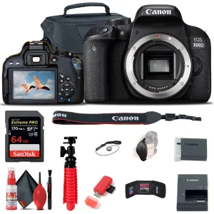 Canon EOS Rebel 800D / T7i DSLR Camera   64GB Memory Card   Case Base Bundle