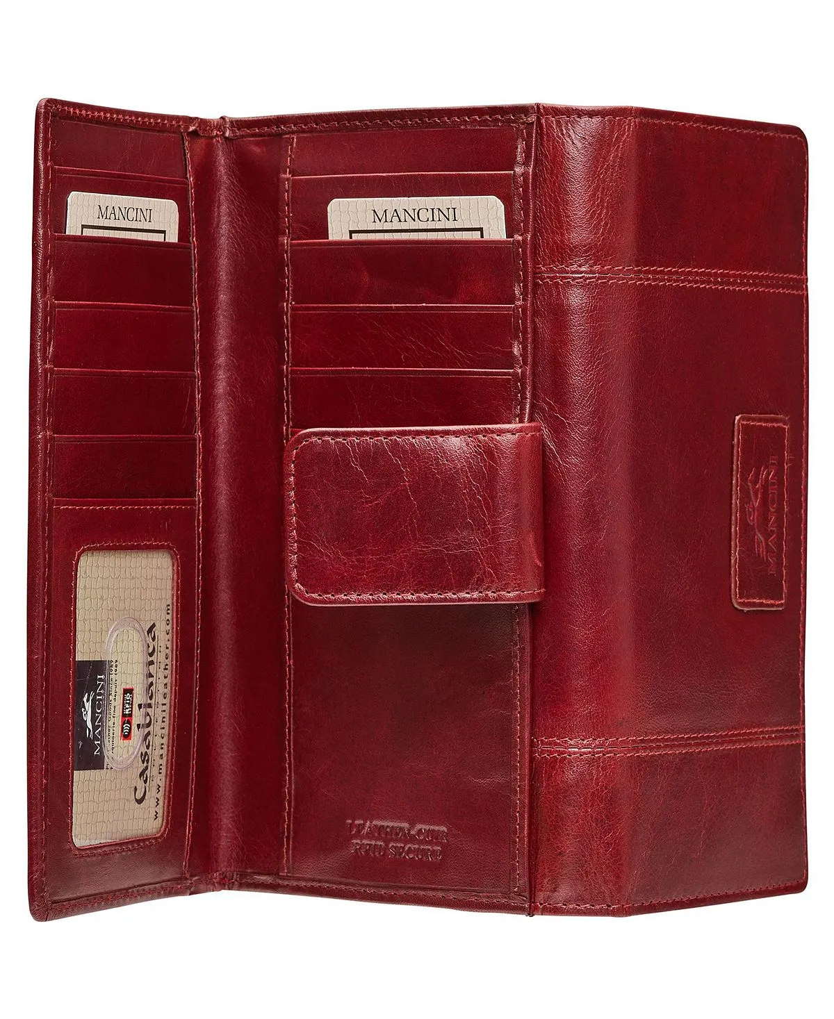 Casablanca Collection RFID Secure Mancini Women's Clutch Wallet, Red