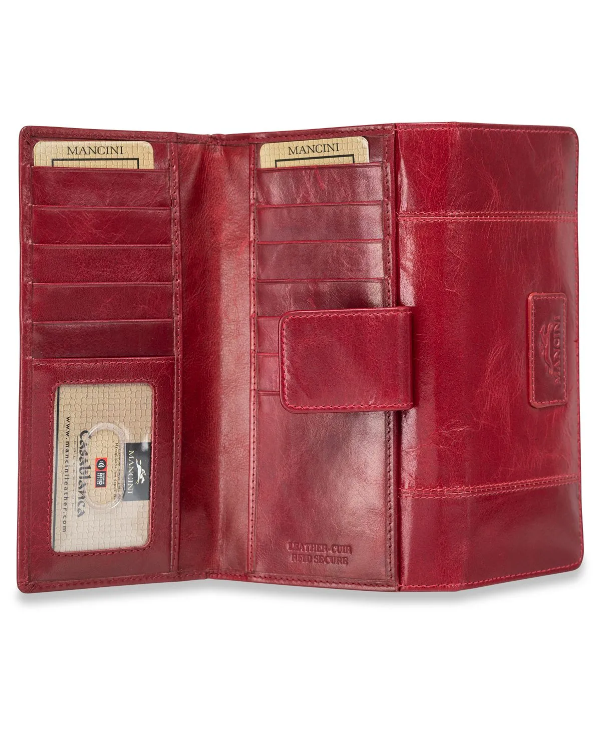 Casablanca Collection RFID Secure Mancini Women's Clutch Wallet, Red