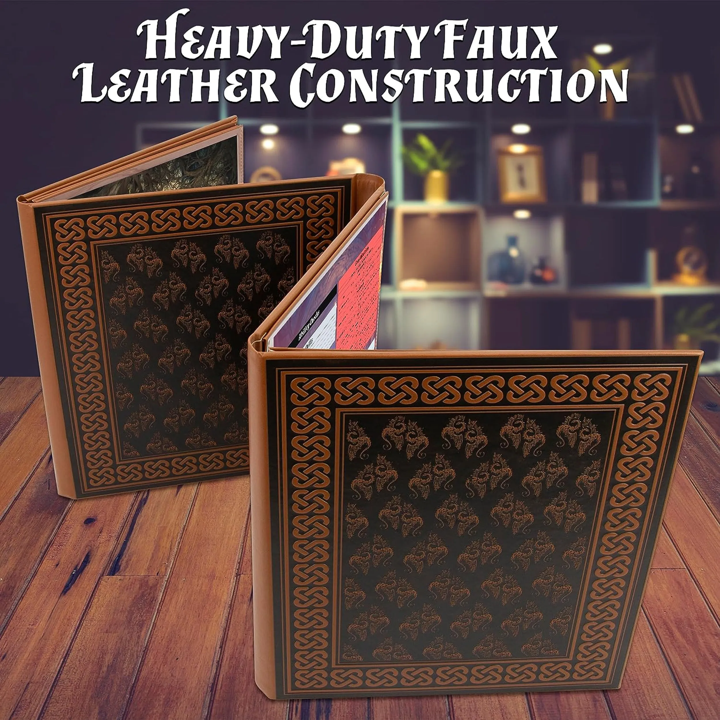 CASEMATIX DM Screen 8-Panel Deluxe GM Screen - Eight Panel Folding Dungeon Master Screen for TTRPGs - Inserts Not Included - Black or Brown Options