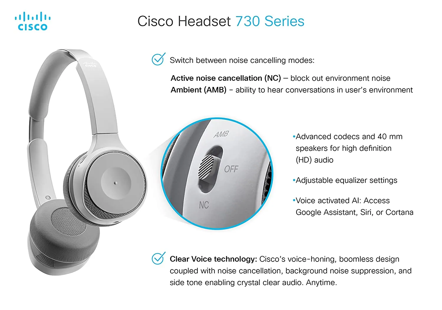 Cisco 730 Wireless Headset (Platinum)