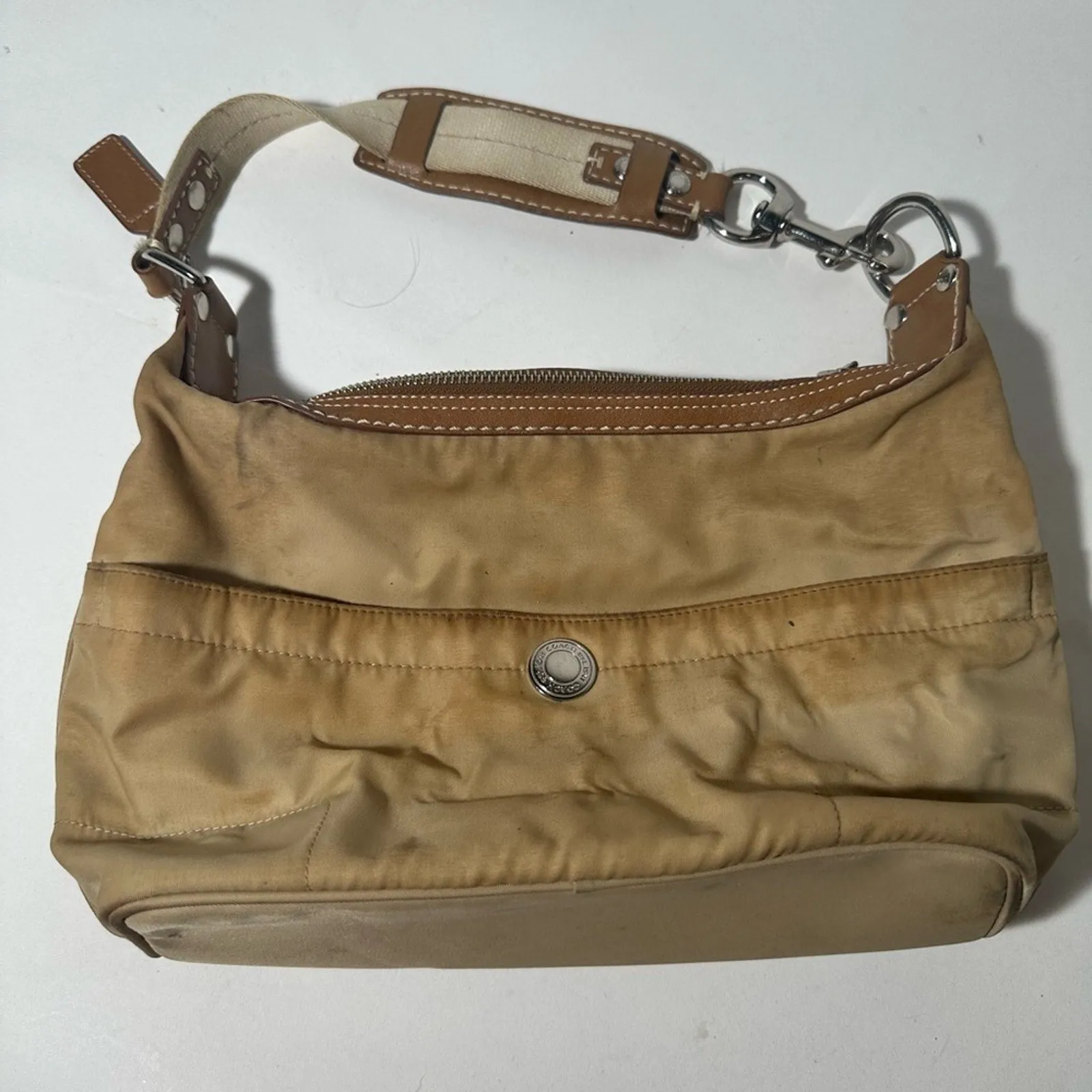 Coach Hampton Weekender Tan Belt Bag with Adjustable Strap and Durable Material