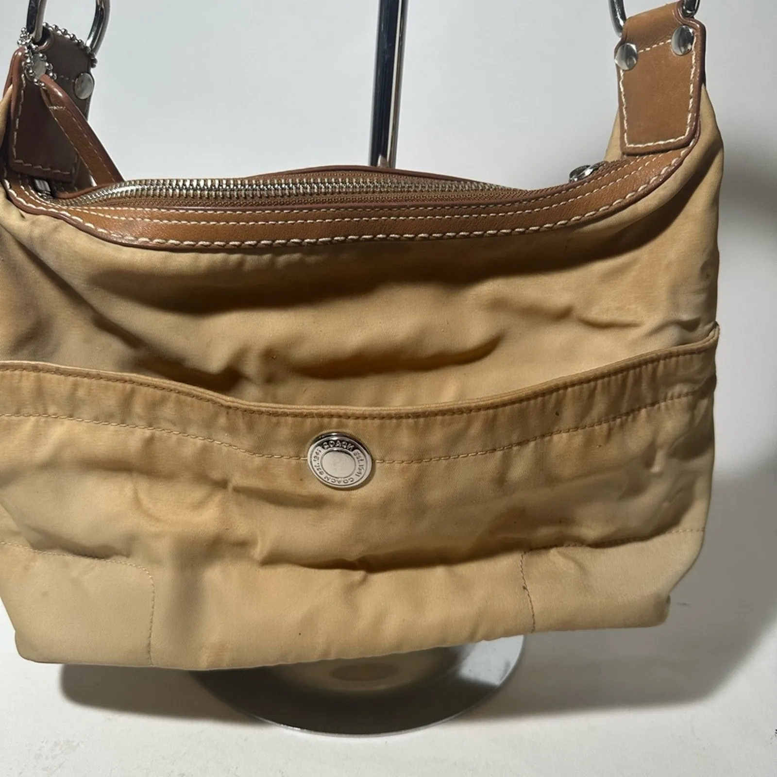 Coach Hampton Weekender Tan Belt Bag with Adjustable Strap and Durable Material