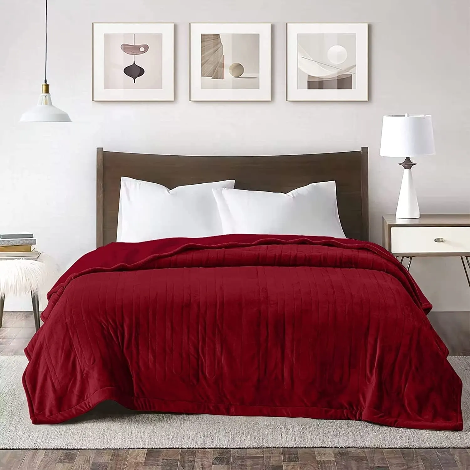 cozy Heated Blanket King Size, Heating Electric Throw Blanket Dual Control, Soft Velvet, 10 Heat Settings, 12 Hours Auto Off, Red