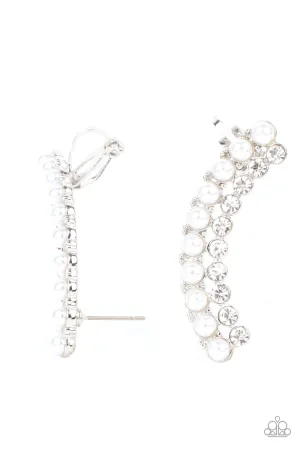 Doubled Down On Dazzle - White Post Earrings - Paparazzi Accessories