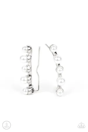 Drop-Top Attitude - White Post Earrings - Paparazzi Accessories