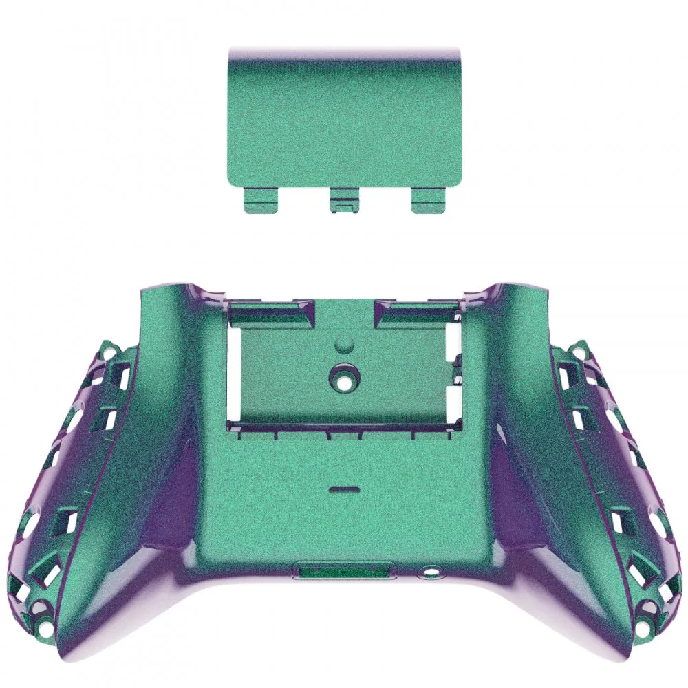 eXtremeRate Chameleon Green Purple Glossy Custom Bottom Shell w/ Battery Cover for Xbox Series S/X Controller - Controller & Side Rails NOT Included - BX3P302