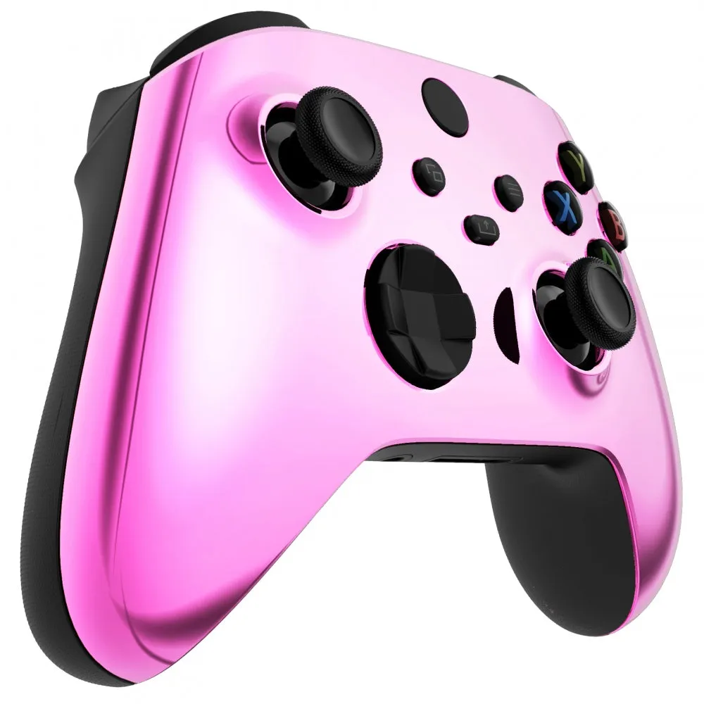 eXtremeRate Chrome Pink Replacement Part Faceplate, Chrome Cyan Gold Red Housing Shell Case for Xbox Series S & Xbox Series X Controller Accessories - Controller NOT Included - FX3D407