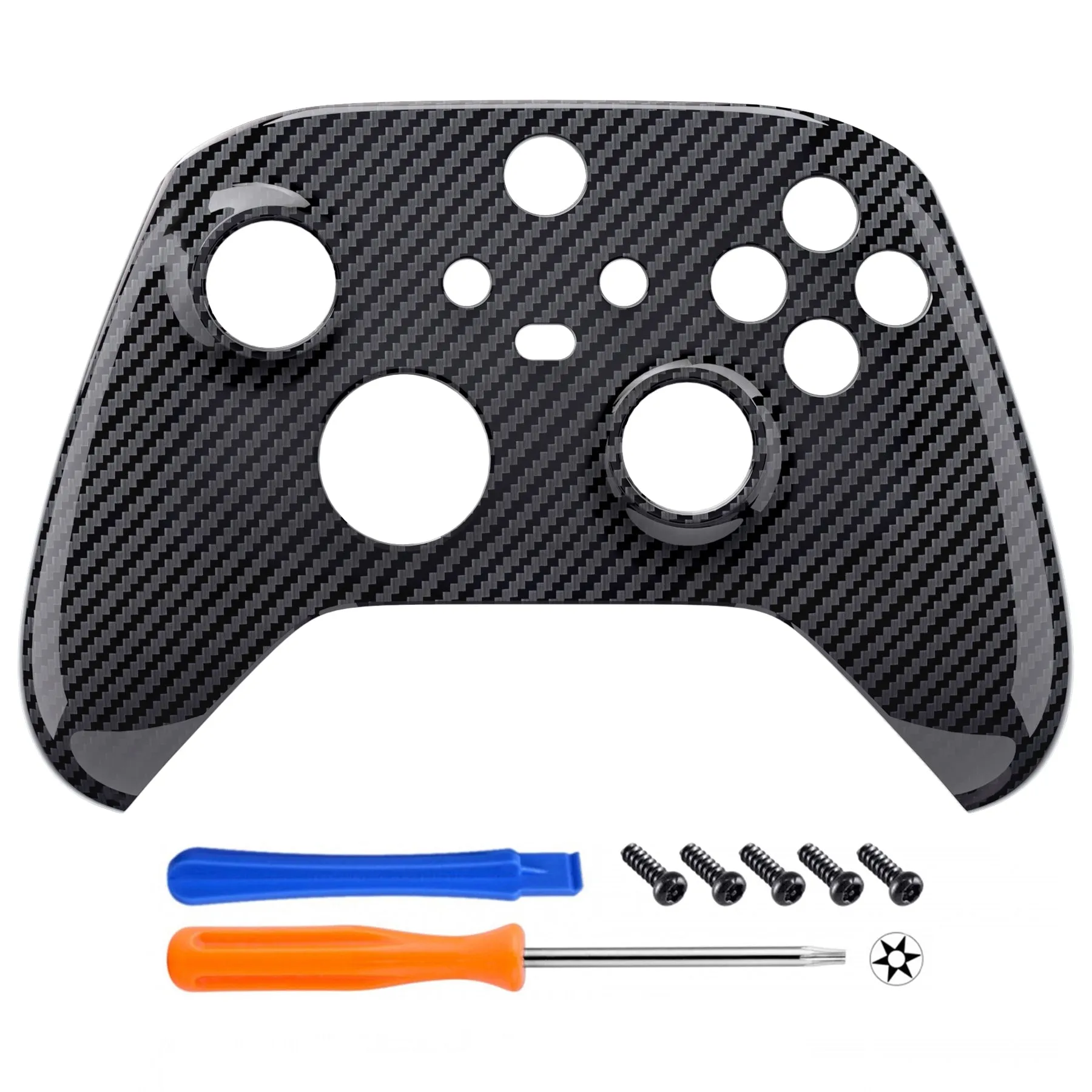 eXtremeRate Graphite Carbon Fiber Pattern Replacement Part Faceplate, Soft Touch Grip Housing Shell Case for Xbox Series S & Xbox Series X Controller Accessories - Controller NOT Included - FX3S217