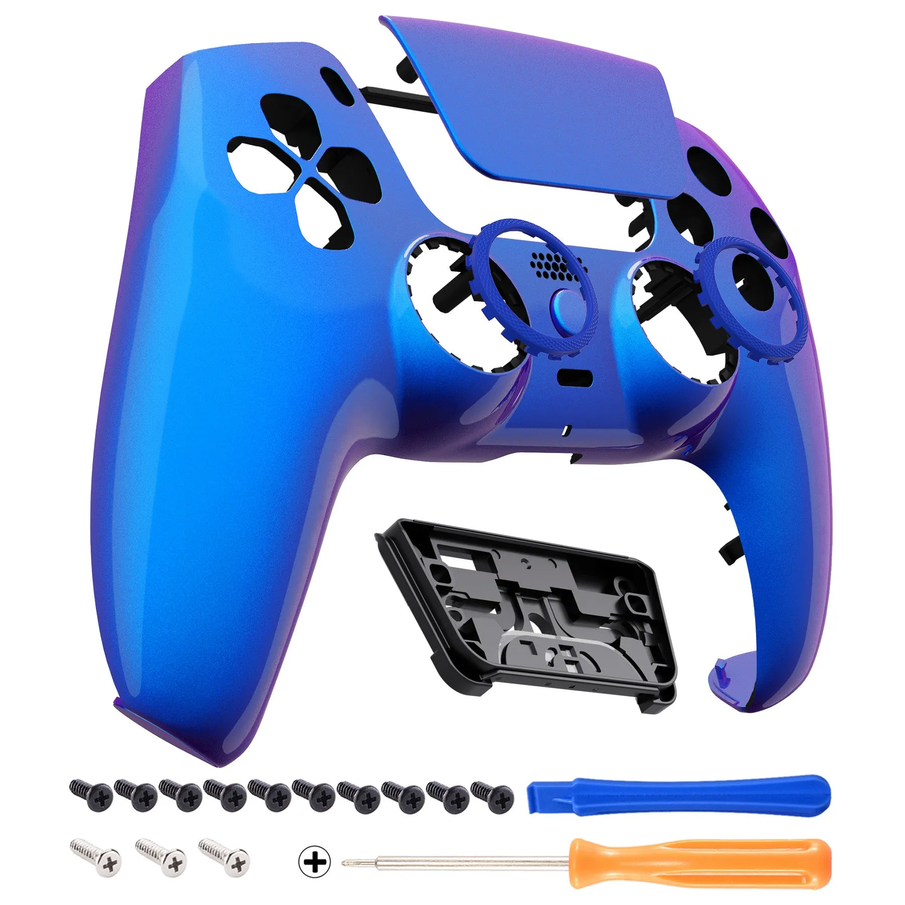eXtremeRate LUNA Redesigned Front Shell with Touchpad for PS5 Controller BDM-010/020/030/040/050 - Chameleon Purple Blue - GHPFP003