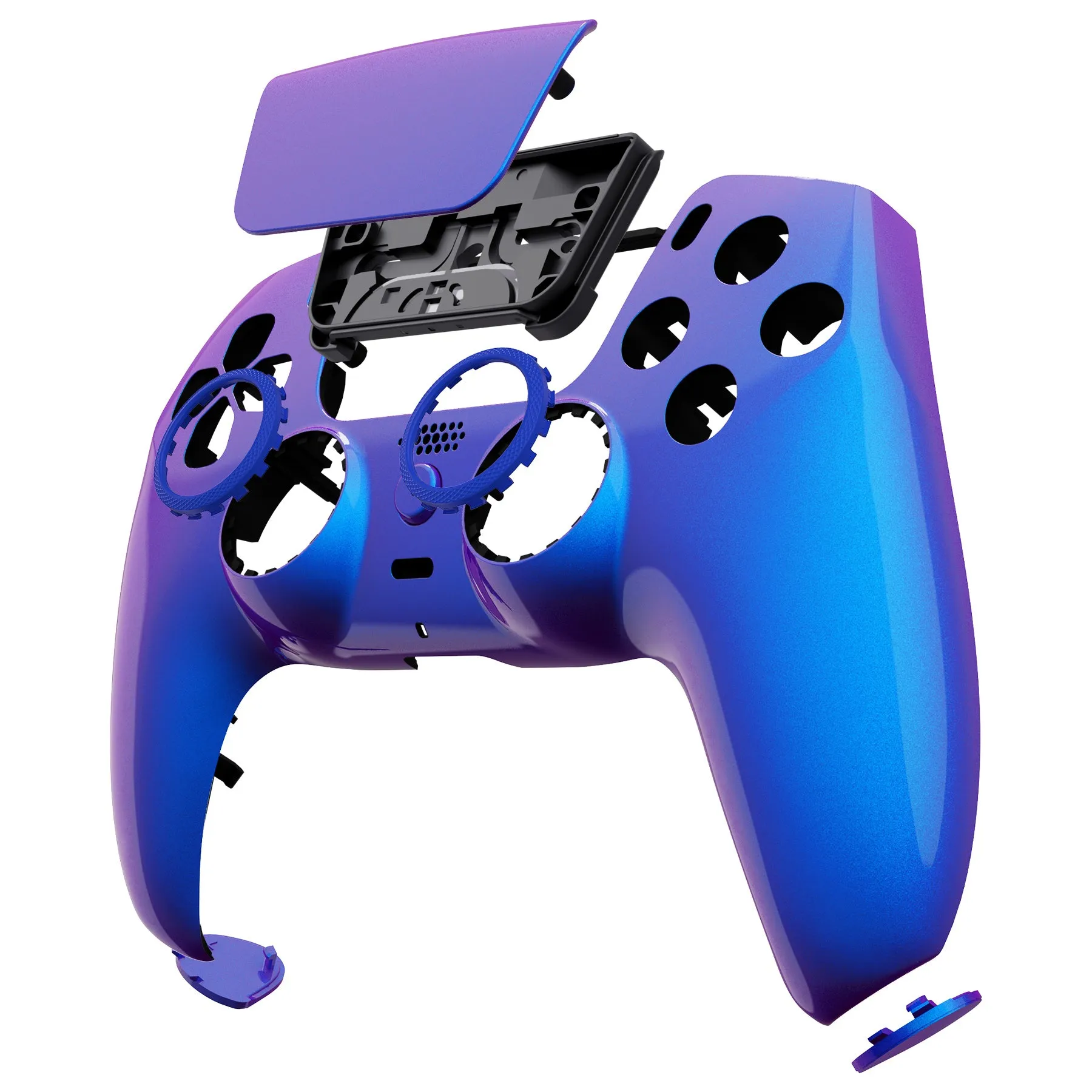 eXtremeRate LUNA Redesigned Front Shell with Touchpad for PS5 Controller BDM-010/020/030/040/050 - Chameleon Purple Blue - GHPFP003