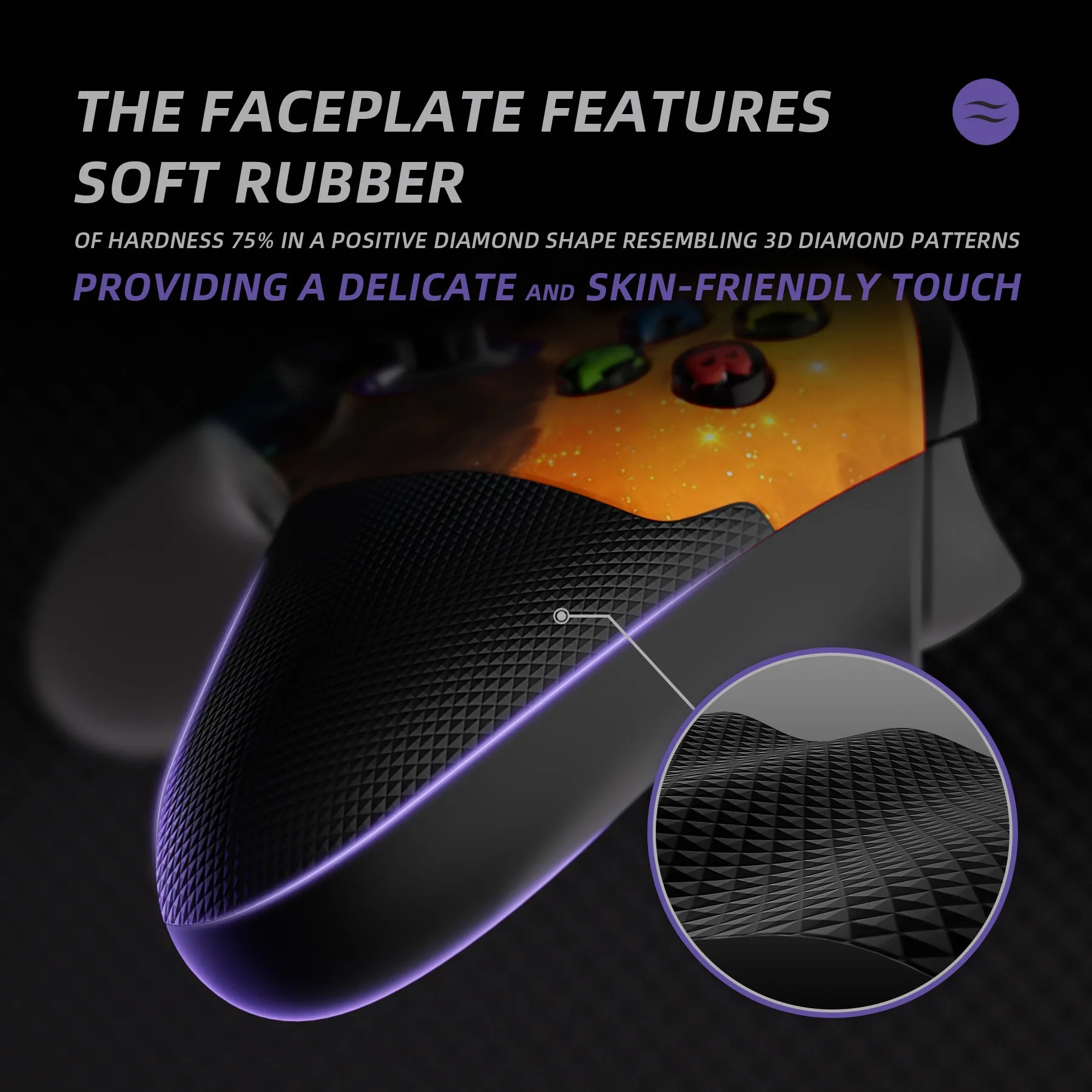eXtremeRate Orange Star Universe ASR Version Performance Rubberized Grip Front Housing Shell  with Accent Rings for Xbox Series X/S Controller - FX3C1004
