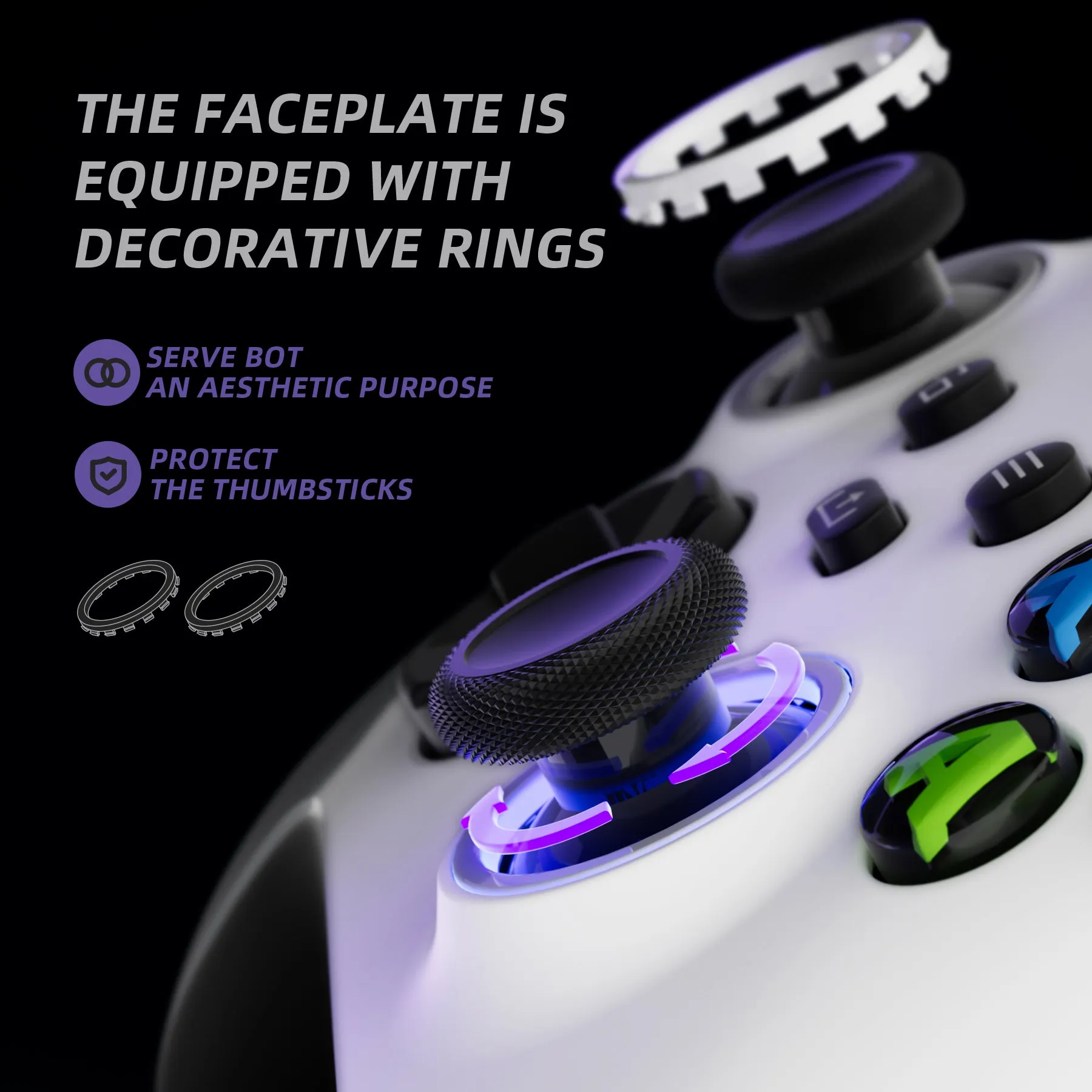 eXtremeRate Rubberized White & Gray ASR Version Performance Rubberized Grip Front Housing Shell  with Accent Rings for Xbox Series X/S Controller - FX3C3009