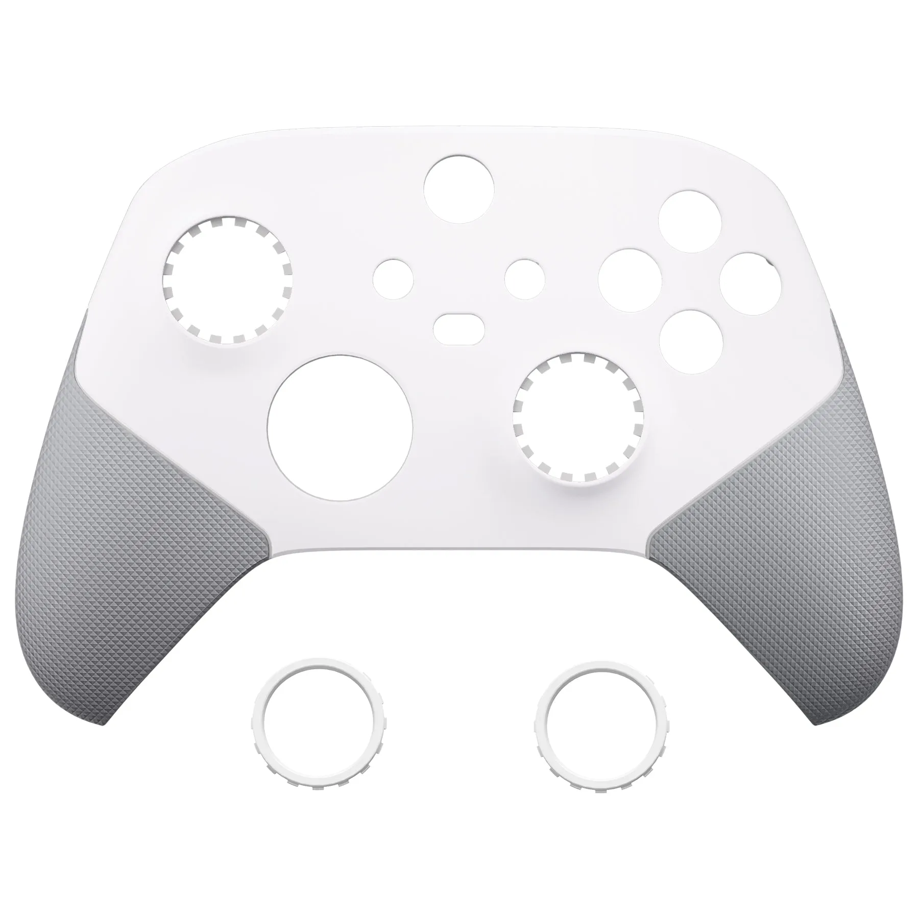 eXtremeRate Rubberized White & Gray ASR Version Performance Rubberized Grip Front Housing Shell  with Accent Rings for Xbox Series X/S Controller - FX3C3009
