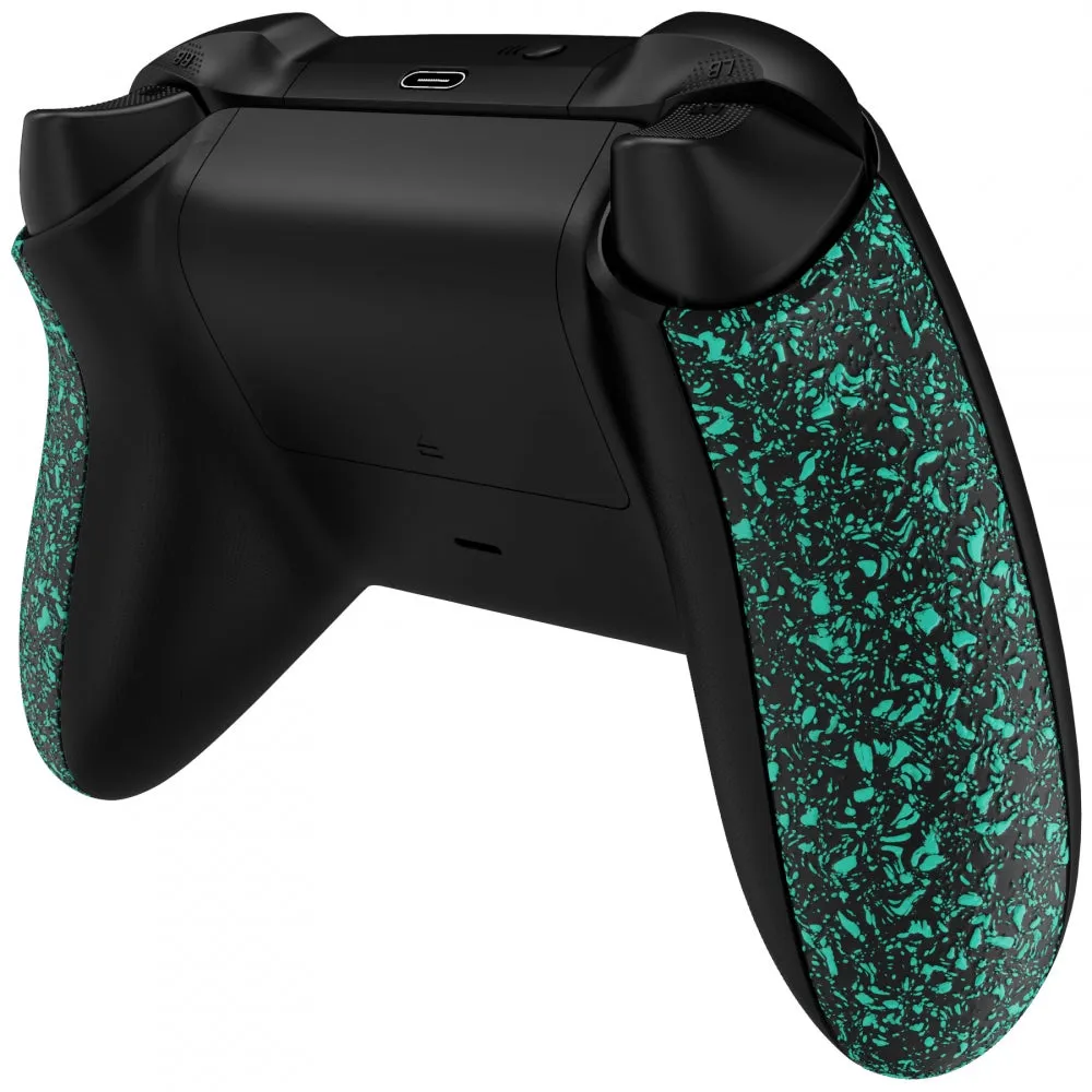 eXtremeRate Textured Light Green Soft Touch Grip Back Panels, Comfortable Non-Slip Side Rails Handles, Game Improvement Replacement Parts for Xbox Series S / X Controller - Controller NOT Included - PX3P352