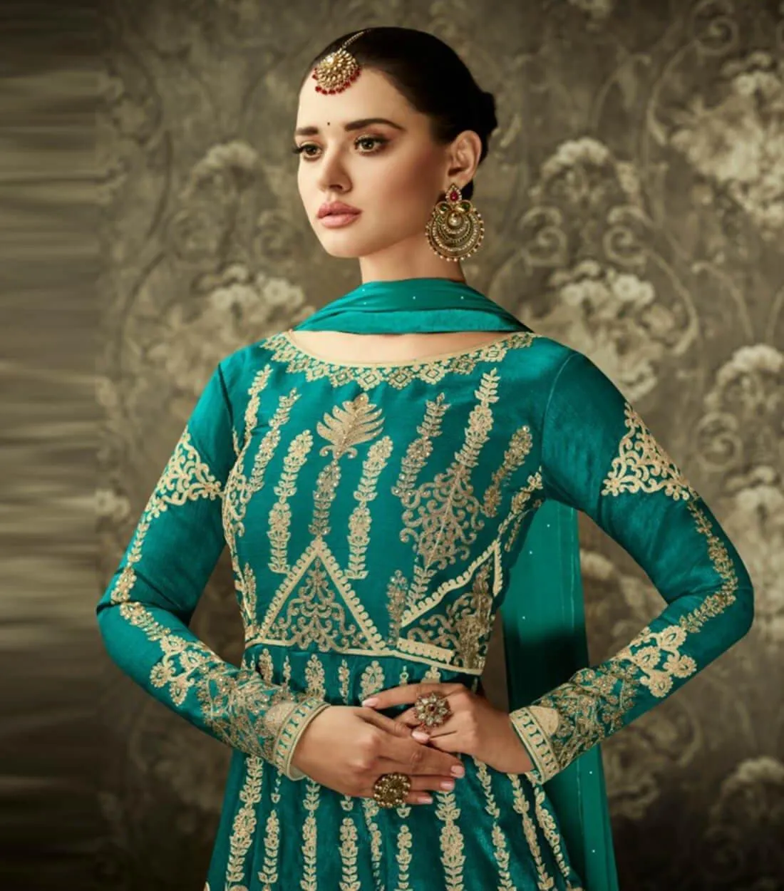 Green Bangalori Silk Semi Stitch Suit