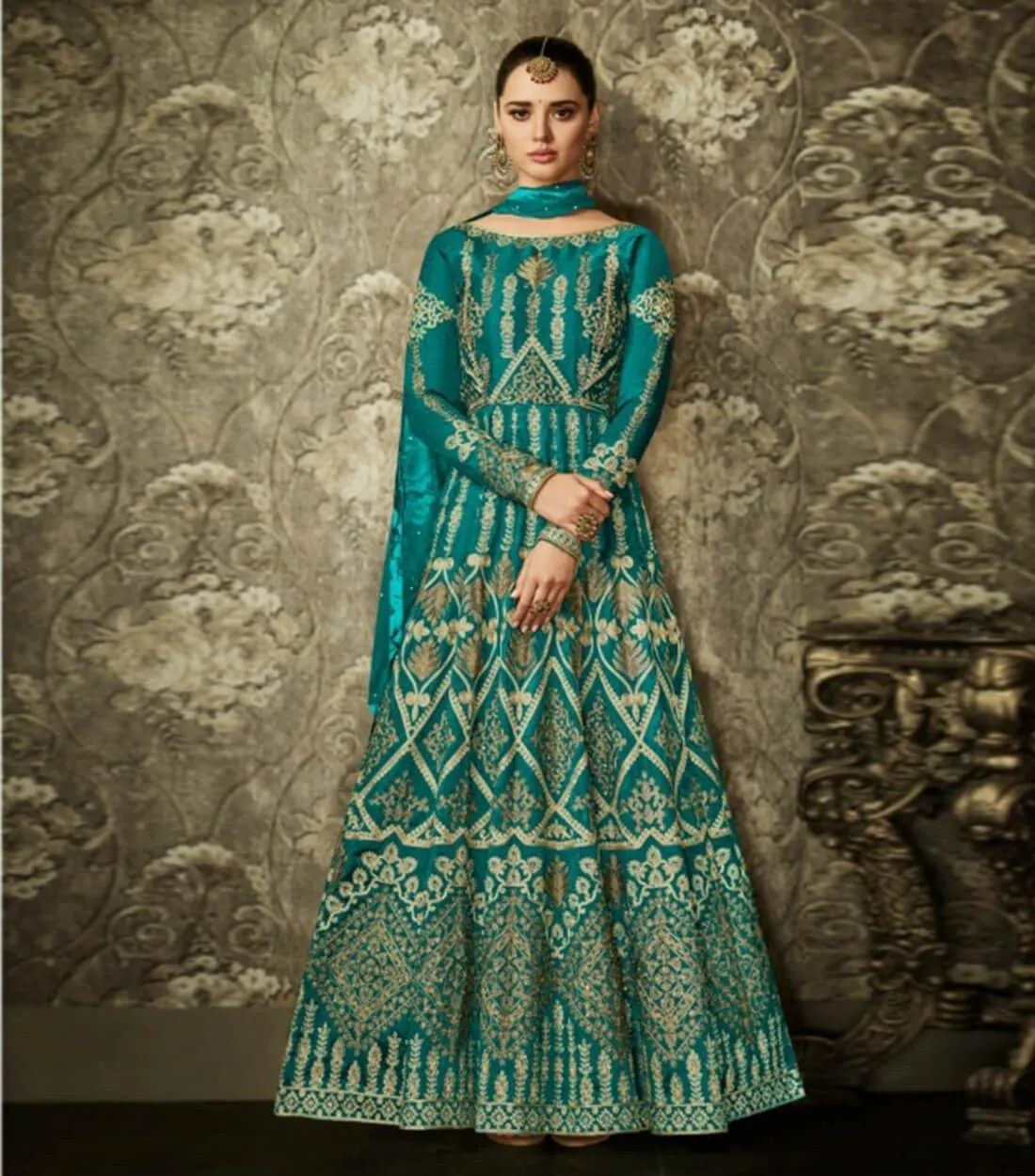 Green Bangalori Silk Semi Stitch Suit