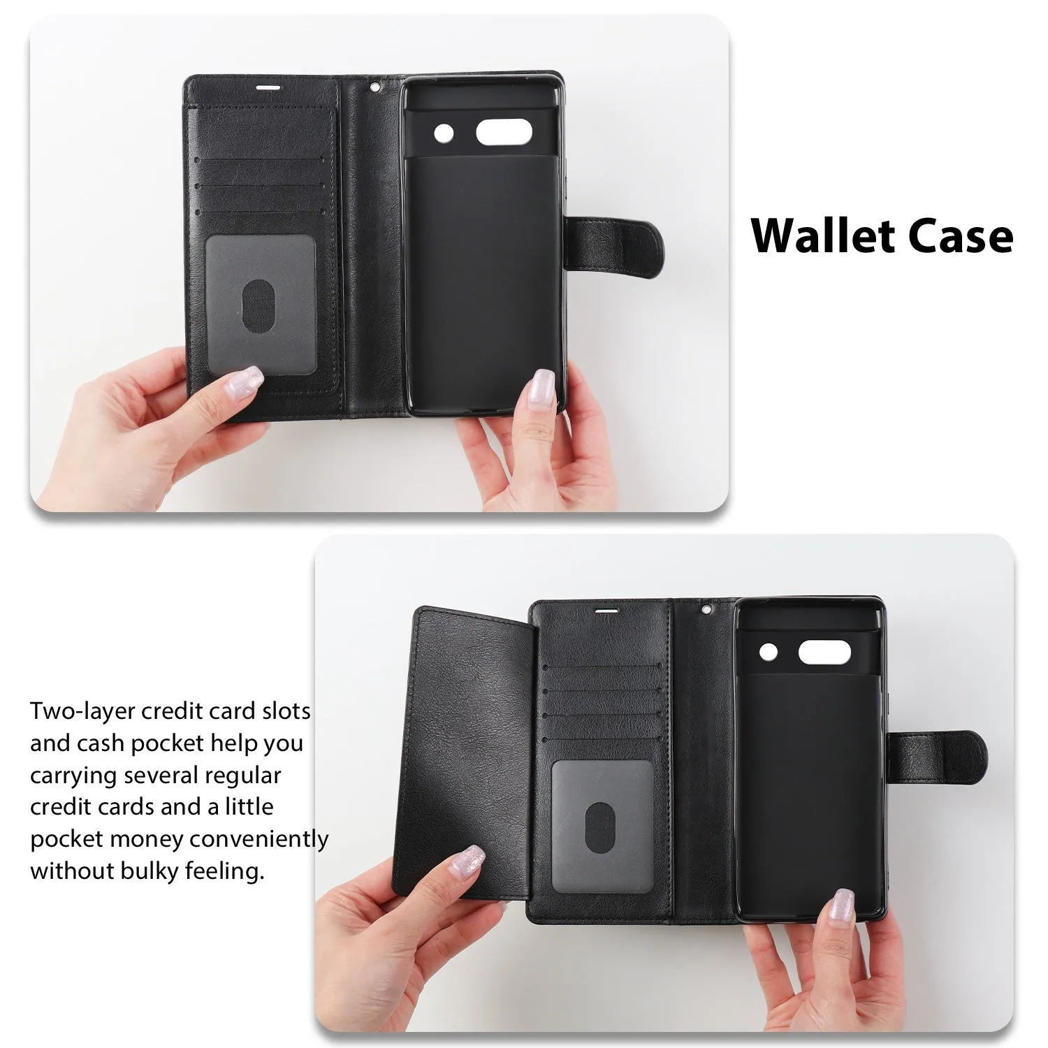 Hanman Google Pixel 7a Leather Case Black