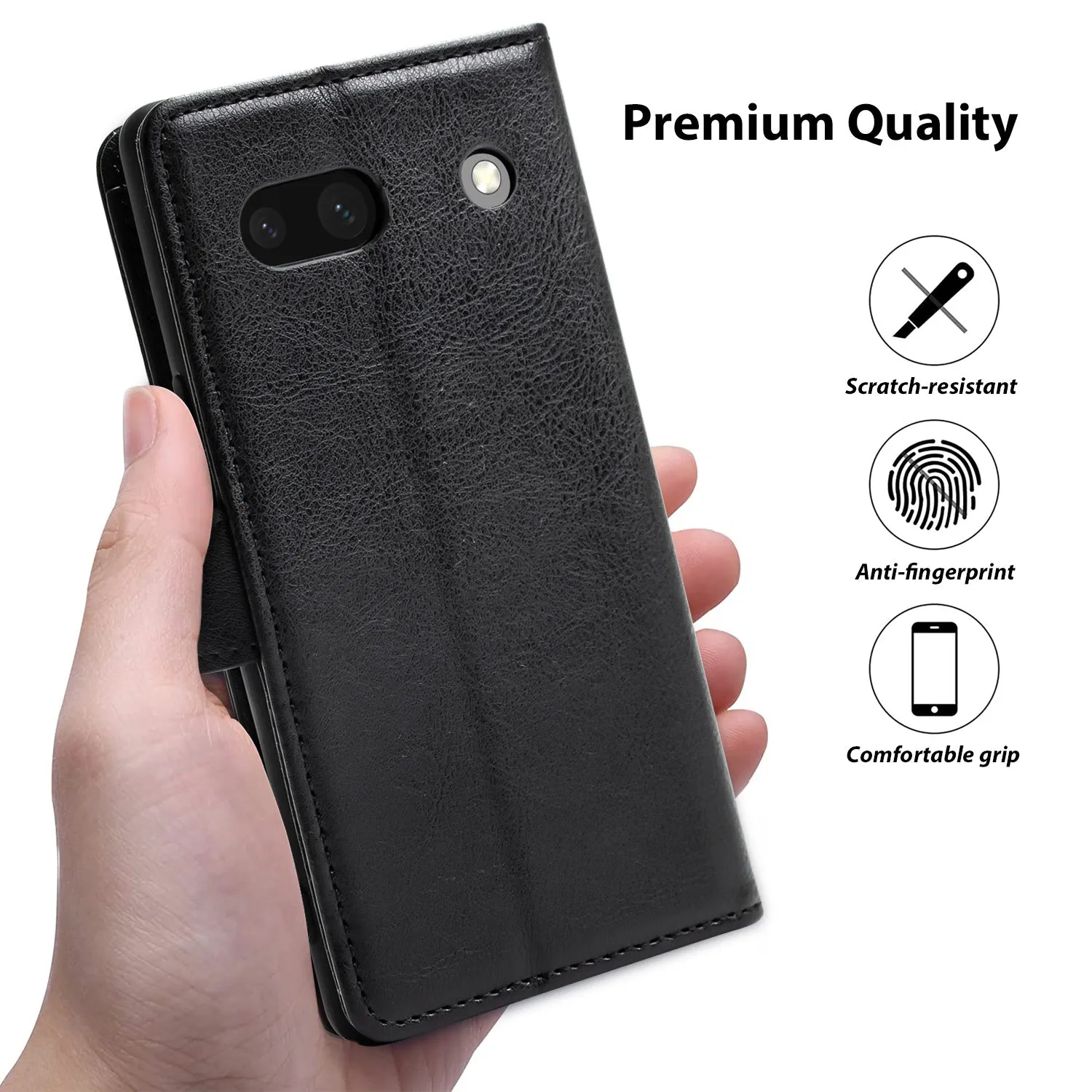 Hanman Google Pixel 7a Leather Case Black