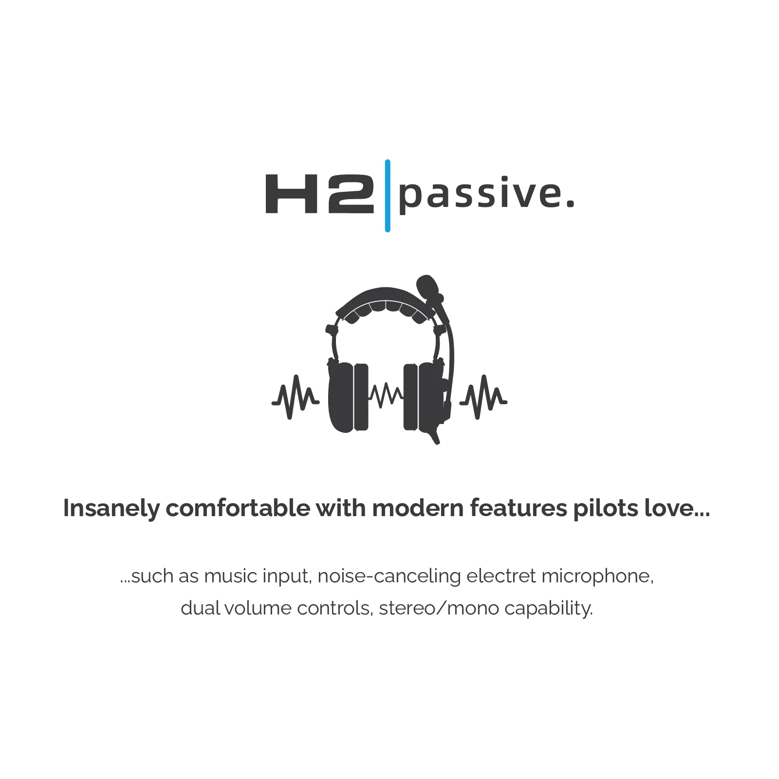 Hobbs Flyer H2 Passive Stereo Aviation Headset With Music Input
