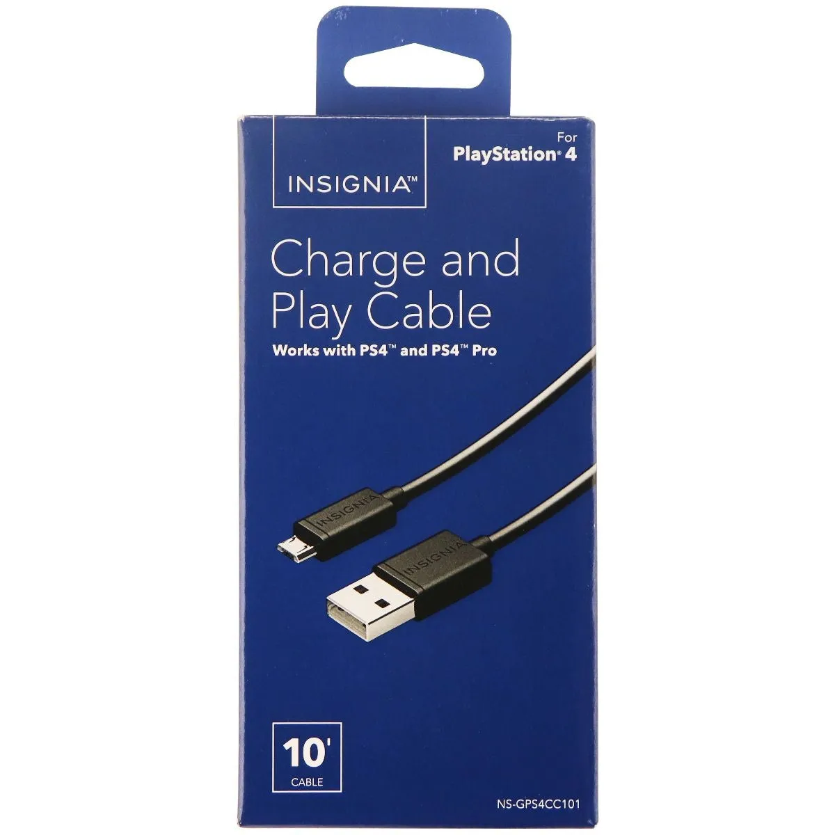 Insignia - 10ft Charge-and-Play Micro USB Cable for DUALSHOCK 4 Controllers