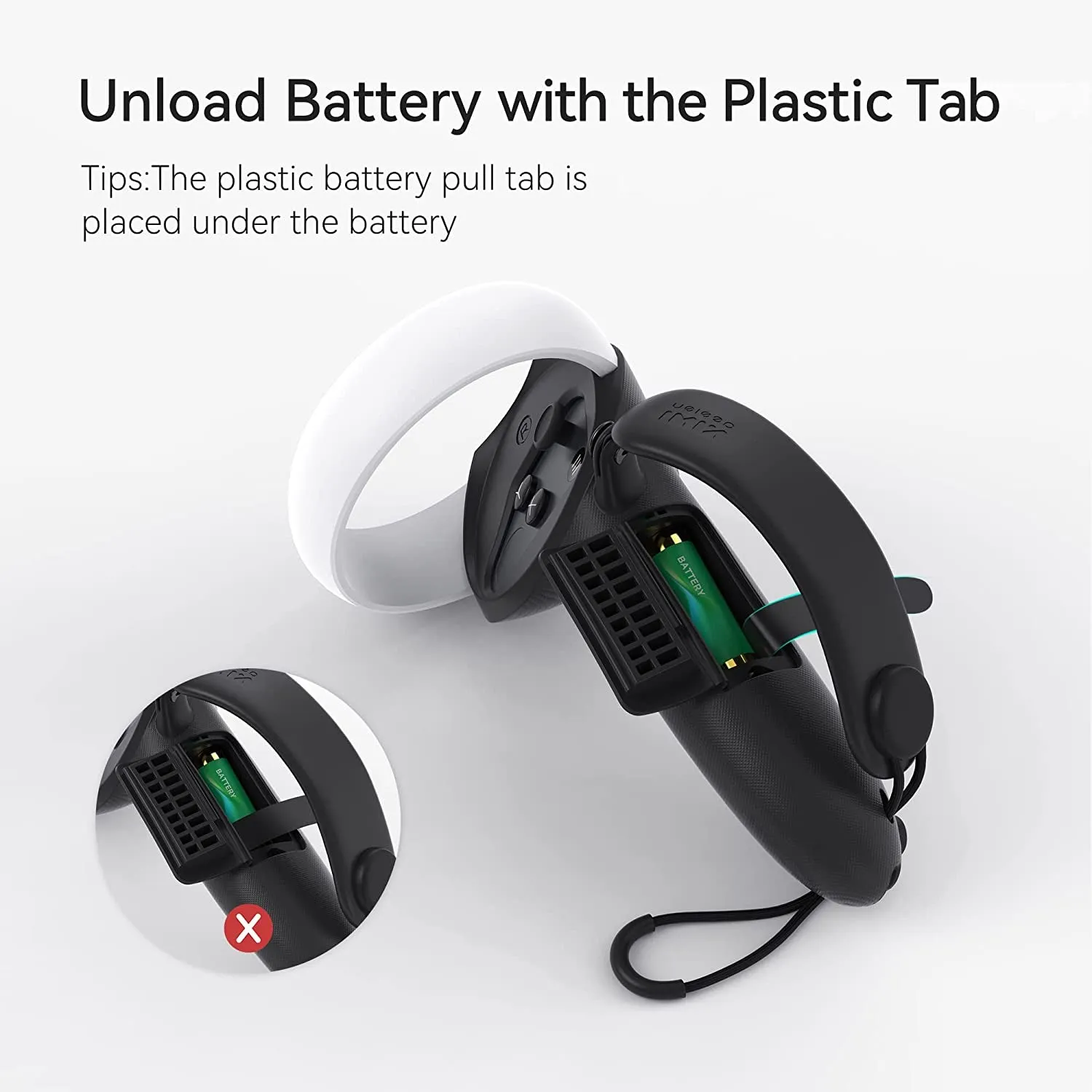 KIWI Design Controller Grips Cover Accessories Compatible with Oculus Quest 2, with Battery Opening Adjustable with Knuckle Straps, Suitable for Large Hands (Black)