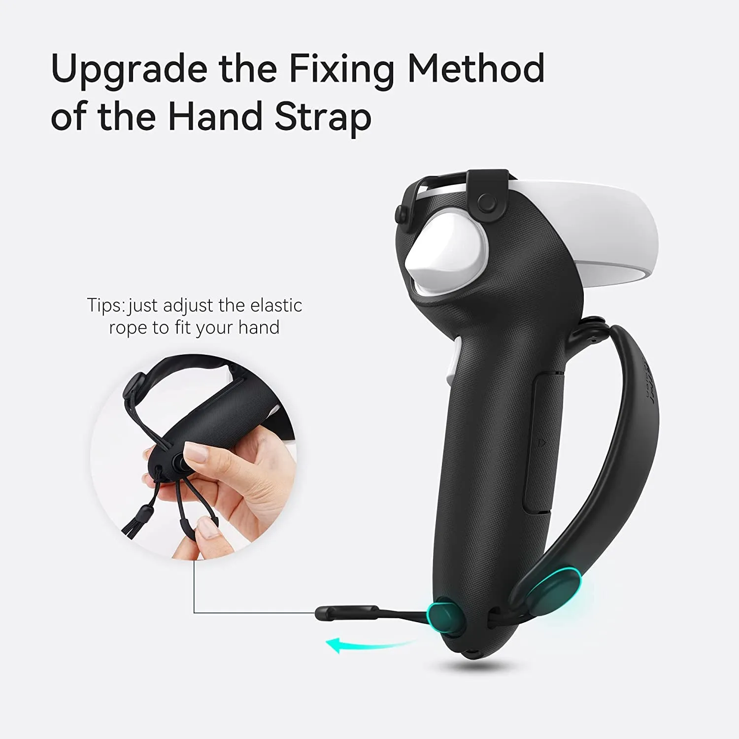 KIWI Design Controller Grips Cover Accessories Compatible with Oculus Quest 2, with Battery Opening Adjustable with Knuckle Straps, Suitable for Large Hands (Black)