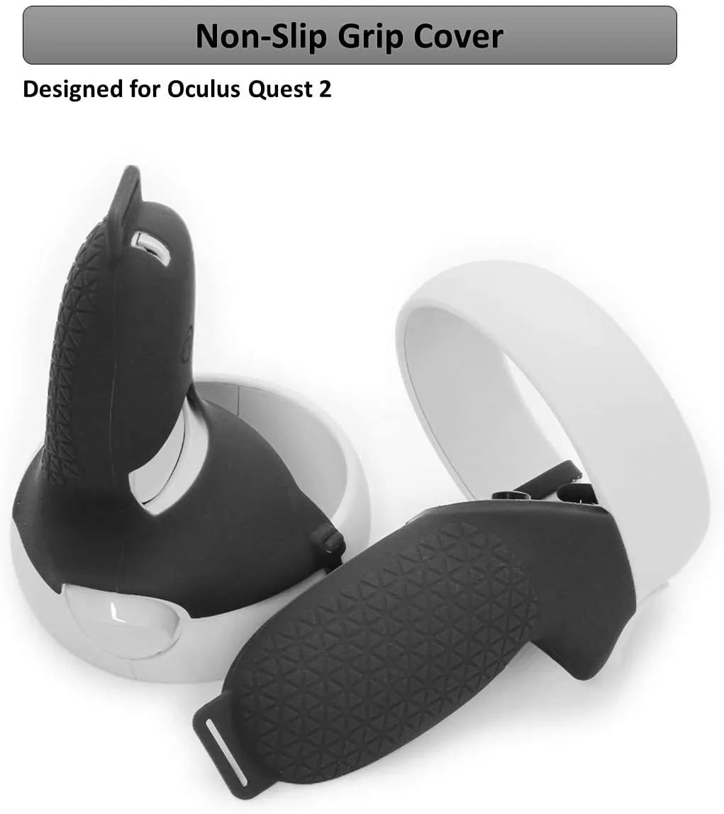 Mytrix Silicone Grip Cover for Meta/Oculus Quest 2 VR Controllers, Anti-Throw Handle Protecting Sleeve Quest 2 Accessories - Black