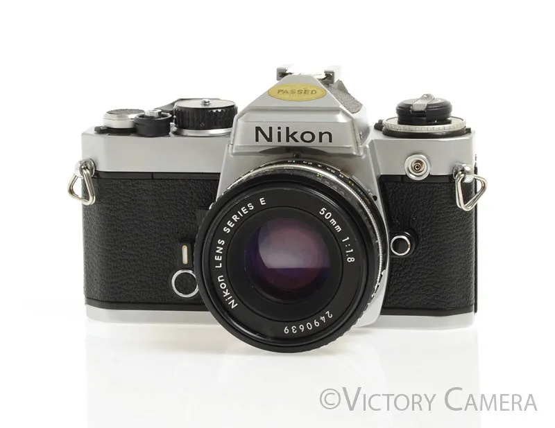 Nikon FE Chrome 35mm Film SLR Camera 50mm f1.8 AI-S Lens -New Seals- [EXC]