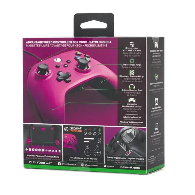PowerA Advantage Wired Controller for Xbox Series X|S Satin Fuchsia