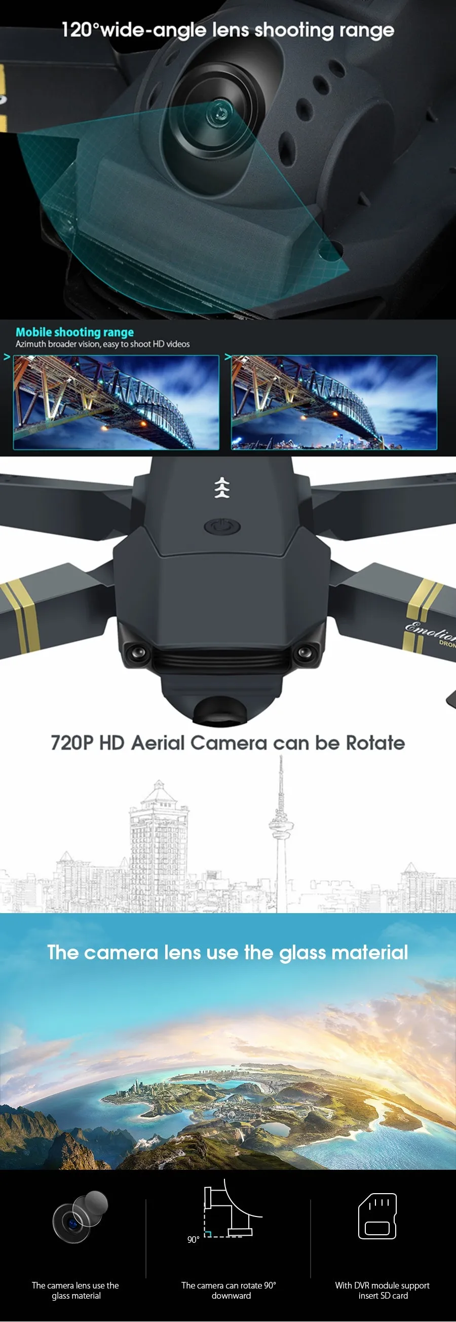 Quadcopter Drone With Wide Angle HD Camera