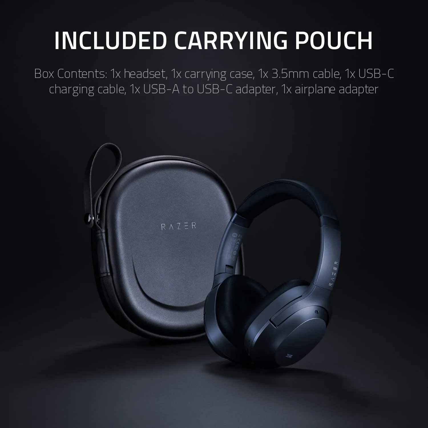 Razer Headset Opus Active Noise Cancelling ANC Wireless Headphones: THX Audio Tuning - 25 Hr Battery - Bluetooth 4.2 & 3.5mm Jack Compatible - Auto Play/Auto Pause - Carrying Case Included - Black