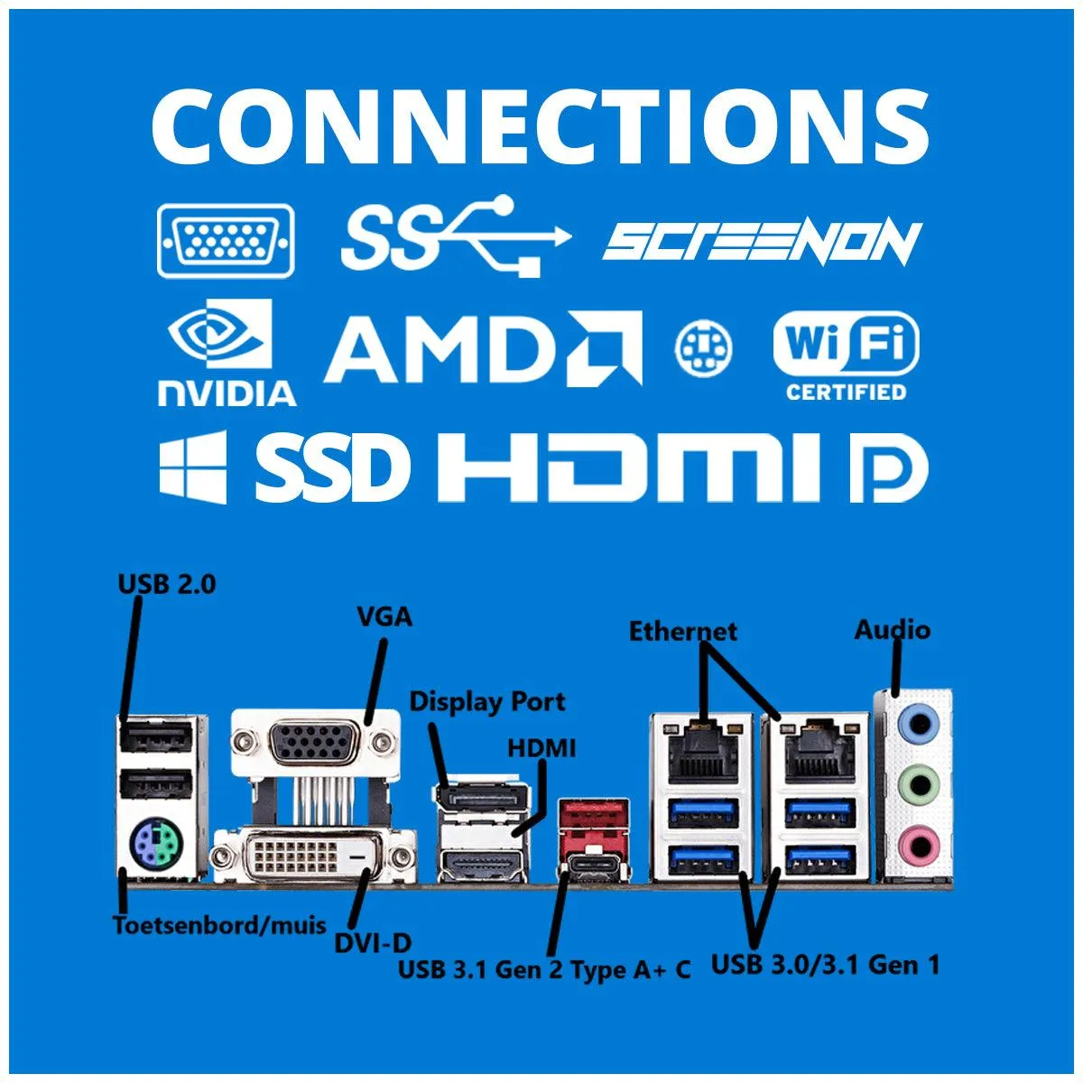 ScreenON - 8K "DaVinci" - Intel Core i9 13900K - RTX 4090 24GB - 128GB DDR5 RAM - 4TB SSD NVMe - 4 x 4TB HDD - Waterkoeling - Extra Stil