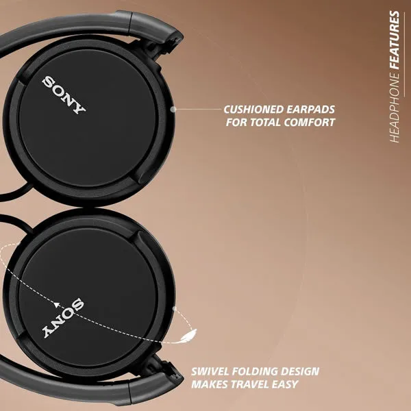 Sony MDR-ZX110 Headphones Foldable - Black