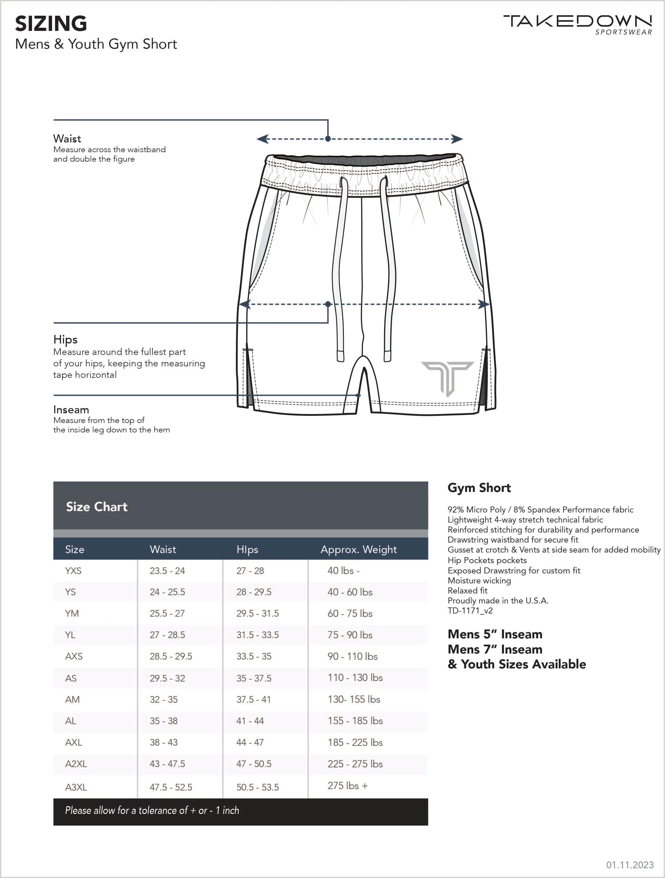 TD-GS-006 360 Custom Gym Shorts (5"&7 Inseam)