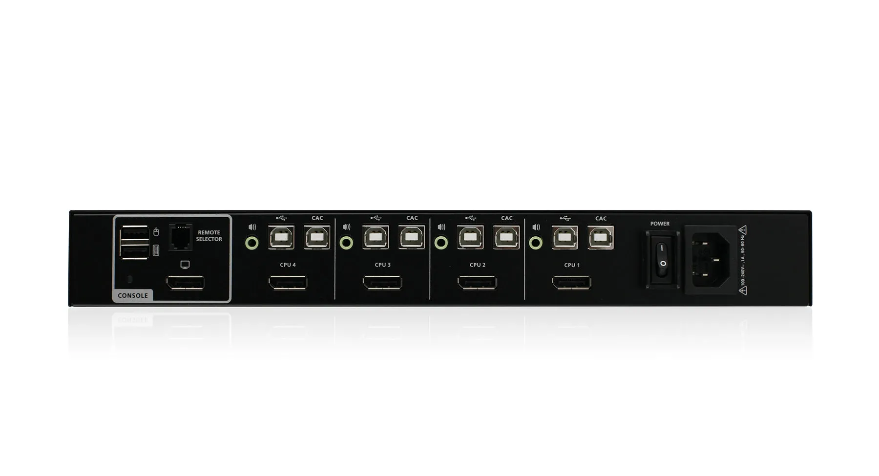 Universal 4-Port Single View DisplayPort/HDMI Secure KVM Switch Kit w/Audio and CAC Support