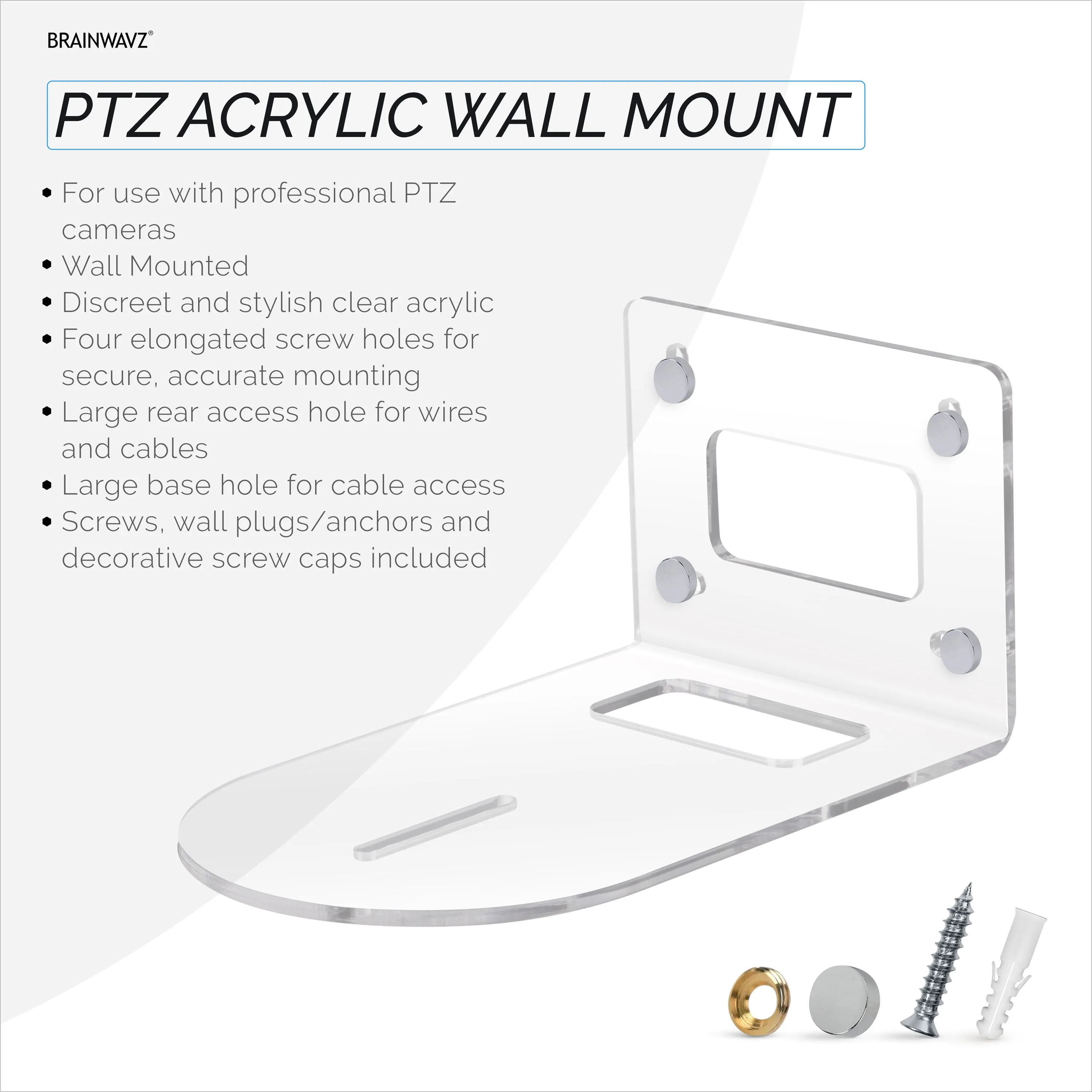 Universal PTZ Camera Wall Mount Bracket, Universal, Suitable for HuddleCam, PTZOptics, AVIPAS, Lumens Camera & More
