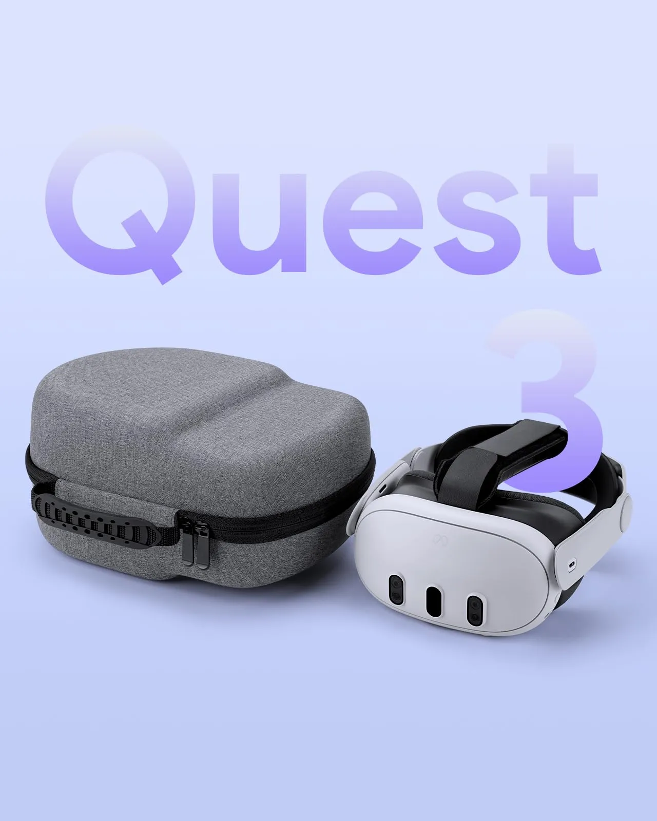 Yinke Case for Meta Quest 3/Oculus Quest 2/Pico 4, VR Headset Case Compatible with Elite Strap and More Accessories, Hard Carrying Travel Case All-in-One Storage (Grey)